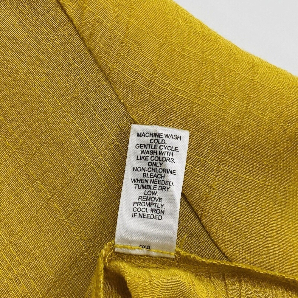Cato Womens Blouse Top Small Yellow Cap Sleeve V-Neck Button-up - Picture 5 of 9